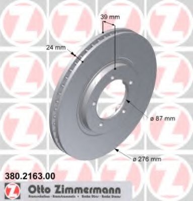 ZIMMERMANN 380216300 Тормозные диски ZIMMERMANN для MITSUBISHI