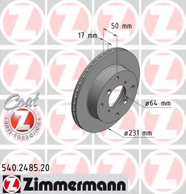 ZIMMERMANN 540248520 Тормозные диски ZIMMERMANN для SUBARU