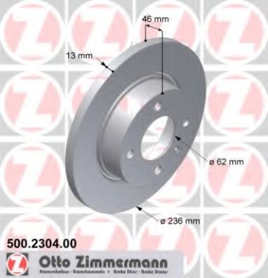 ZIMMERMANN 500230400 Тормозные диски ZIMMERMANN для SKODA