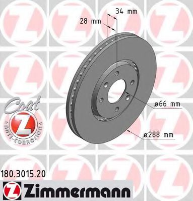 ZIMMERMANN 180301520 Тормозные диски ZIMMERMANN для CITROEN