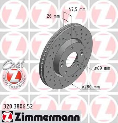 ZIMMERMANN 320380652 Тормозные диски для HYUNDAI IX20