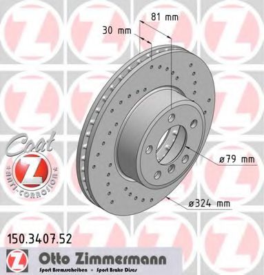 ZIMMERMANN 150340752 Тормозные диски ZIMMERMANN 