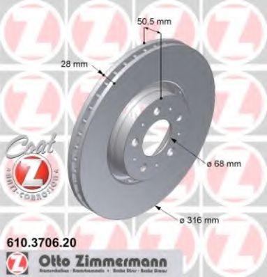 ZIMMERMANN 610370620 Тормозные диски для VOLVO XC90