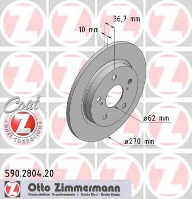 ZIMMERMANN 590280420 Тормозные диски ZIMMERMANN для TOYOTA