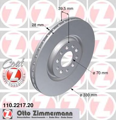 ZIMMERMANN 110221720 Тормозные диски ZIMMERMANN для ALFA ROMEO BRERA