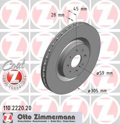 ZIMMERMANN 110222020 Тормозные диски ZIMMERMANN для ALFA ROMEO