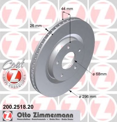 ZIMMERMANN 200251820 Тормозные диски для RENAULT KOLEOS
