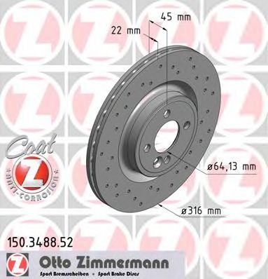 ZIMMERMANN 150348852 Тормозные диски ZIMMERMANN для MINI