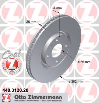 ZIMMERMANN 440312020 Тормозные диски ZIMMERMANN для PEUGEOT