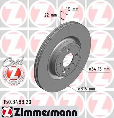 ZIMMERMANN 150348820 Тормозные диски ZIMMERMANN для MINI