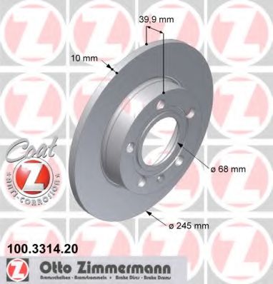 ZIMMERMANN 100331420 Тормозные диски ZIMMERMANN для SEAT