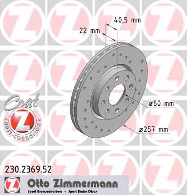 ZIMMERMANN 230236952 Тормозные диски ZIMMERMANN для FIAT
