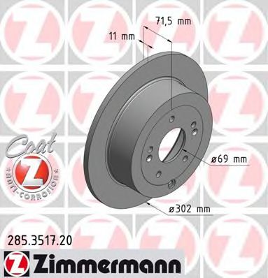 ZIMMERMANN 285351720 Тормозные диски ZIMMERMANN 