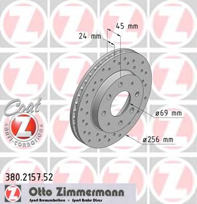 ZIMMERMANN 380215752 Тормозные диски ZIMMERMANN для KIA