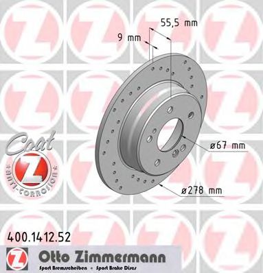 ZIMMERMANN 400141252 Тормозные диски для MERCEDES-BENZ KOMBI