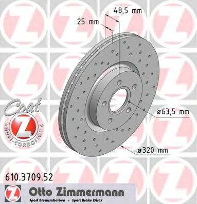 ZIMMERMANN 610370952 Тормозные диски ZIMMERMANN для VOLVO