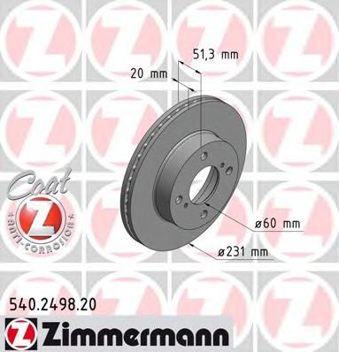 ZIMMERMANN 540249820 Тормозные диски ZIMMERMANN для SUZUKI