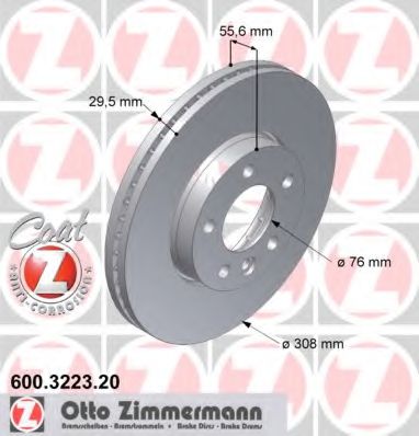 ZIMMERMANN 600322320 Тормозные диски ZIMMERMANN для VOLKSWAGEN