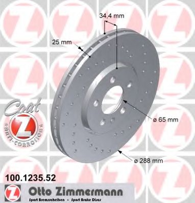 ZIMMERMANN 100123552 Тормозные диски ZIMMERMANN 