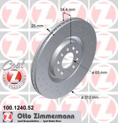 ZIMMERMANN 100124052 Тормозные диски ZIMMERMANN для SKODA