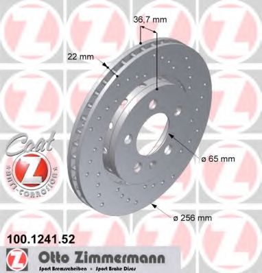 ZIMMERMANN 100124152 Тормозные диски ZIMMERMANN для SKODA