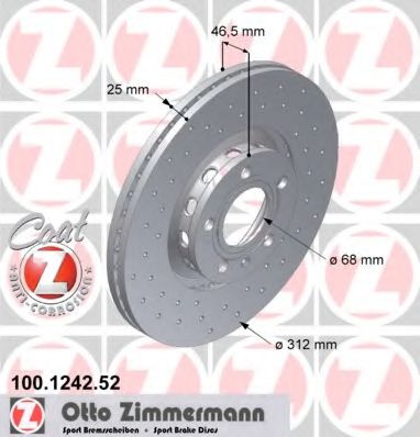 ZIMMERMANN 100124252 Тормозные диски для SKODA