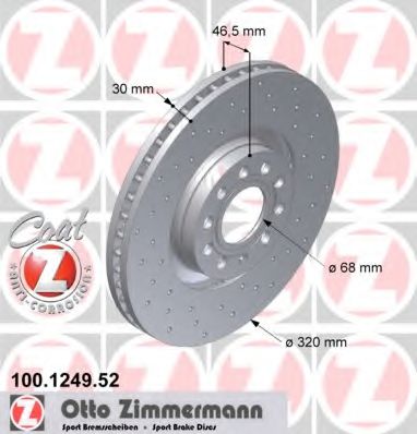 ZIMMERMANN 100124952 Тормозные диски ZIMMERMANN для AUDI