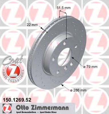 ZIMMERMANN 150126952 Тормозные диски ZIMMERMANN для BMW Z4