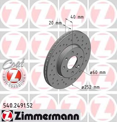 ZIMMERMANN 540249152 Тормозные диски ZIMMERMANN для SUZUKI