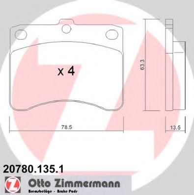 ZIMMERMANN 207801351 Тормозные колодки для DAIHATSU MOVE
