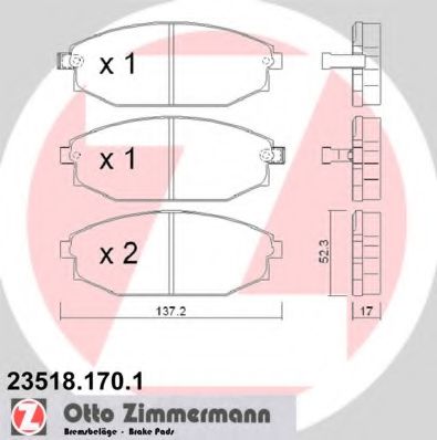 ZIMMERMANN 235181701 Тормозные колодки ZIMMERMANN для HYUNDAI