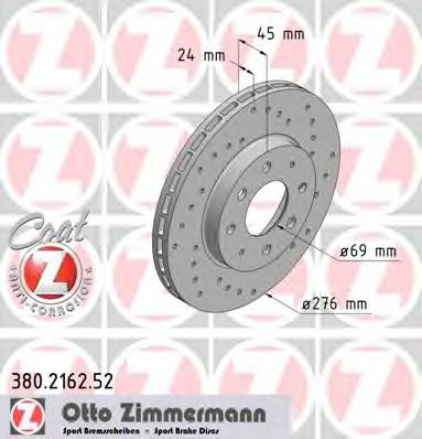 ZIMMERMANN 380216252 Тормозные диски ZIMMERMANN для MITSUBISHI