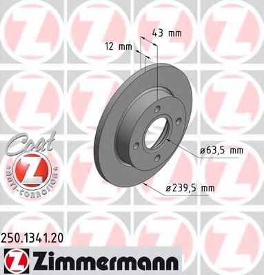 ZIMMERMANN 250134120 Тормозные диски ZIMMERMANN для FORD