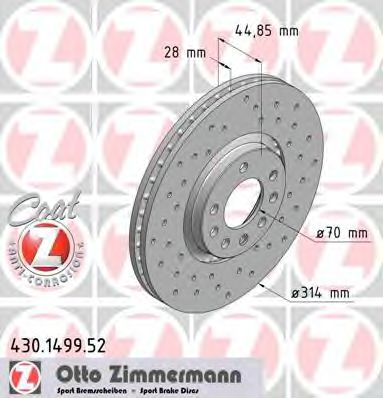 ZIMMERMANN 430149952 Тормозные диски ZIMMERMANN для CADILLAC