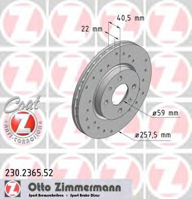 ZIMMERMANN 230236552 Тормозные диски ZIMMERMANN для LANCIA