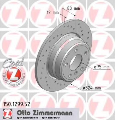 ZIMMERMANN 150129952 Тормозные диски ZIMMERMANN для BMW