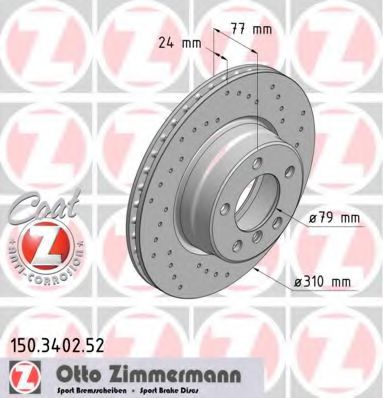 ZIMMERMANN 150340252 Тормозные диски ZIMMERMANN 