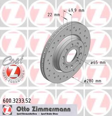 ZIMMERMANN 600323352 Тормозные диски ZIMMERMANN для SKODA