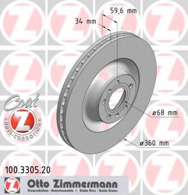 ZIMMERMANN 100330520 Тормозные диски ZIMMERMANN для AUDI