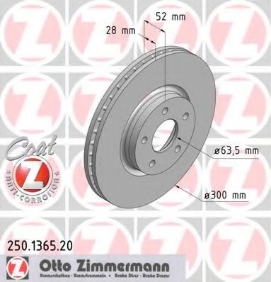 ZIMMERMANN 250136520 Тормозные диски ZIMMERMANN для FORD