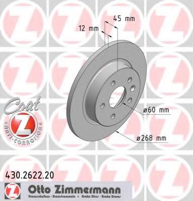 ZIMMERMANN 430262220 Тормозные диски для CHEVROLET SONIC