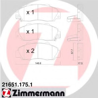 ZIMMERMANN 216511751 Тормозные колодки ZIMMERMANN для HONDA CR-V