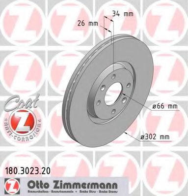 ZIMMERMANN 180302320 Тормозные диски ZIMMERMANN для CITROEN