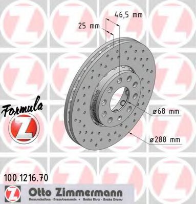 ZIMMERMANN 100121670 Тормозные диски ZIMMERMANN для VOLKSWAGEN