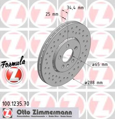 ZIMMERMANN 100123570 Тормозные диски ZIMMERMANN для SKODA