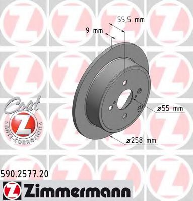 ZIMMERMANN 590257720 Тормозные диски ZIMMERMANN для TOYOTA