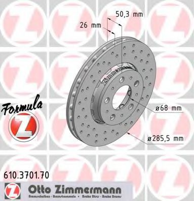 ZIMMERMANN 610370170 Тормозные диски ZIMMERMANN для VOLVO