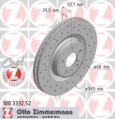 ZIMMERMANN 100333252 Тормозные диски ZIMMERMANN 