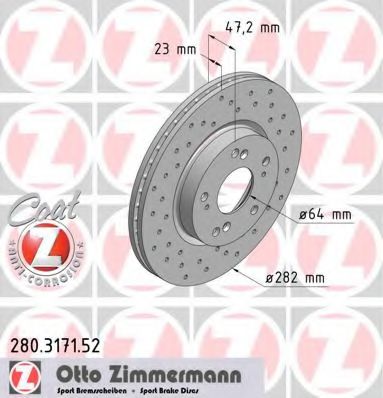 ZIMMERMANN 280317152 Тормозные диски для HONDA FR-V