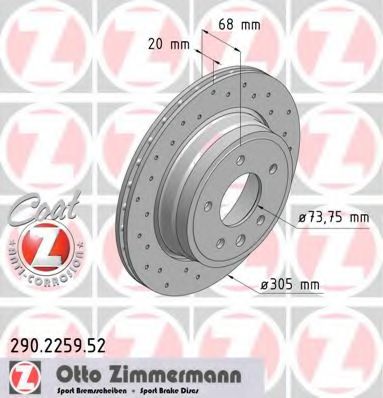ZIMMERMANN 290225952 Тормозные диски для JAGUAR XJSC